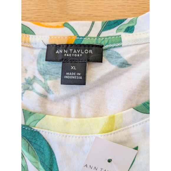 Ann Taylor Women's Shirt XL Citrus Print, Round Neck, NWT - Picture 1 of 7